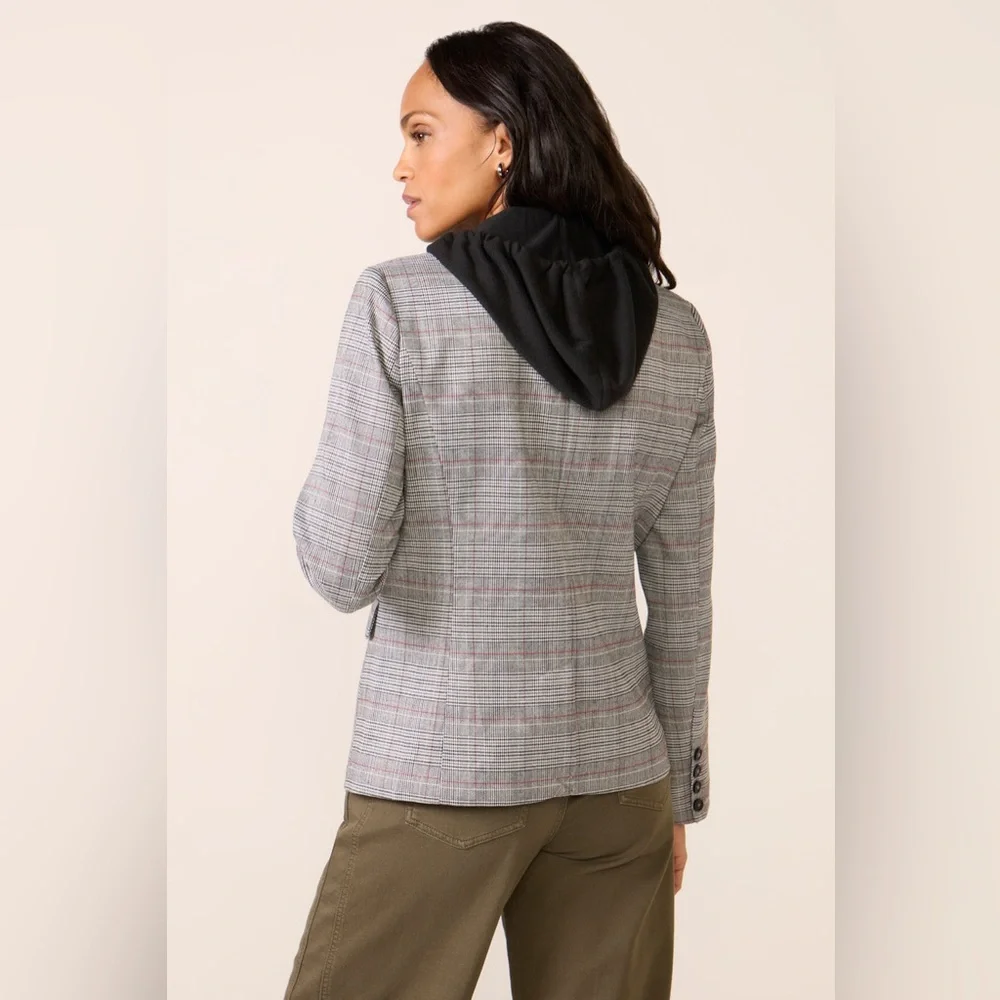 Evereve Dawson Plaid Blazer Grey Multi Small Careerwear Office Button‎ Front